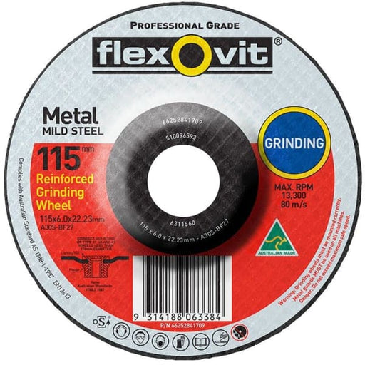 FLEXOVIT GRINDING DISC 115X6.0MM GP D/C 6311560 - QWS - Welding Supply Solutions