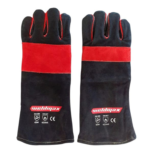 GLOVES WELDING BLACK/RED HD WELDMAX 16" 400MM (LEFT& RIGHT) - QWS - Welding Supply Solutions