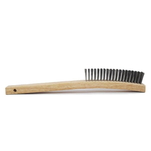 HAND-HELD WIRE BRUSH S/S 3 ROW WOODEN HANDLE W4400 - QWS - Welding Supply Solutions