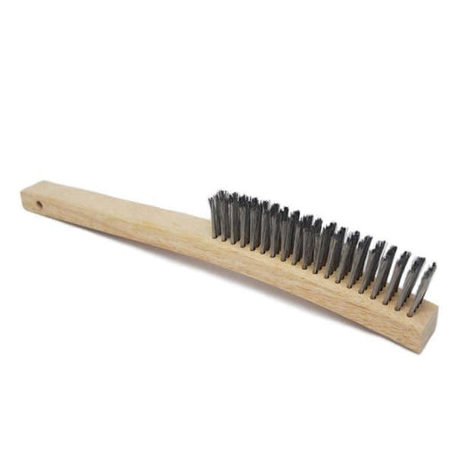 HAND-HELD WIRE BRUSH S/S 4 ROW WOODEN HANDLE W4420 - QWS - Welding Supply Solutions