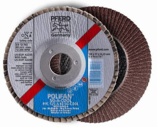 PFERD POLIFAN FLAP DISC 125MM 60G ALOX SG-COOL - QWS - Welding Supply Solutions