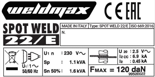 WELDMAX SPOT WELDER HAND HELD 22E 240V PORTABLE - QWS - Welding Supply Solutions