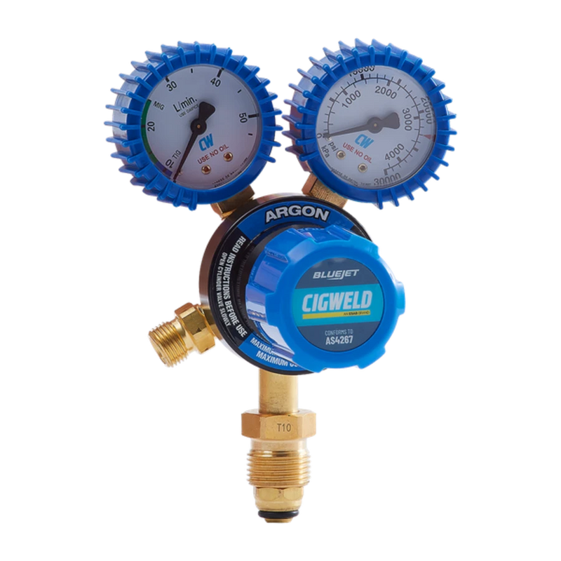 CIGWELD BLUEJET ARGON VERTICAL INLET REGULATOR 45LPM - QWS - Welding Supply Solutions