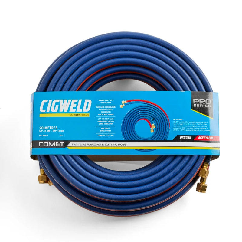 COMET FITTED HOSE TWIN OXY/ACETYLENE 20M, - QWS - Welding Supply Solutions