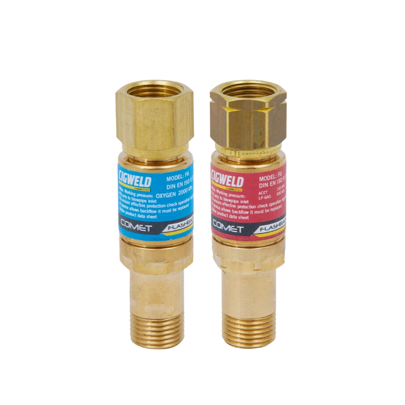 COMET FLASHBACK ARRESTOR SET OXY/ACETYLENE F6 - QWS - Welding Supply Solutions