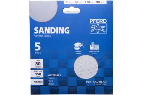 PFERD HOOK&LOOP-BACKED ABRASIVE DISC PAPER KSS 150 A80 5/PK - QWS - Welding Supply Solutions
