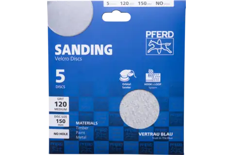 PFERD HOOK&LOOP-BACKED ABRASIVE DISC PAPER KSS 150 A120 5/PK - QWS - Welding Supply Solutions