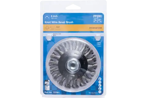 PFERD BEVEL BRUSH KNOT KBG 100X13MM M14/M10 STAINLESS STEEL - QWS - Welding Supply Solutions