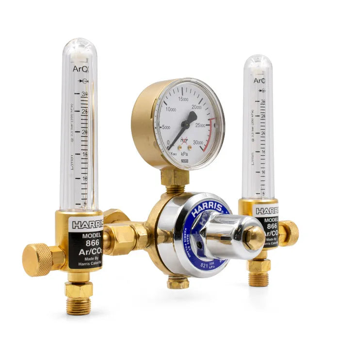 HARRIS REGULATOR ARGON DOUBLE FLOW CONTROL VERT ENTRY - QWS - Welding Supply Solutions