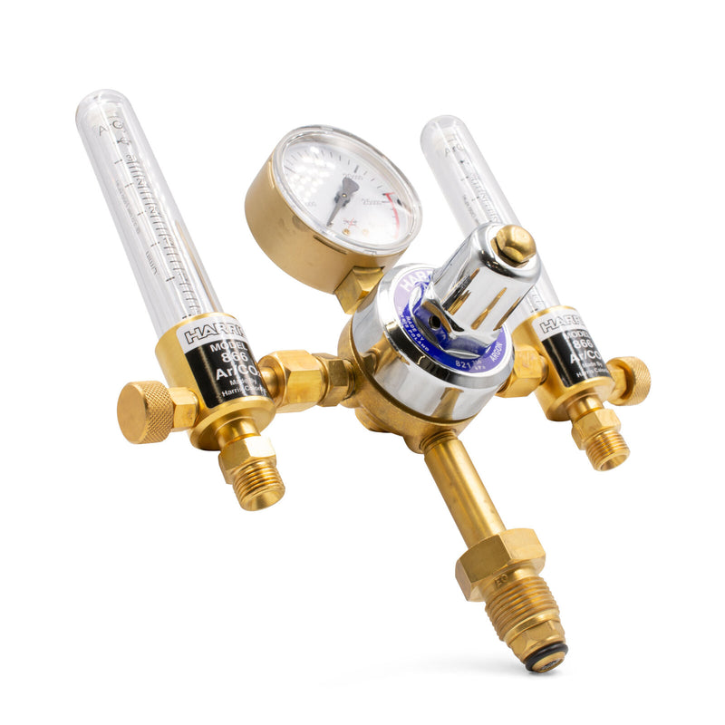 HARRIS REGULATOR ARGON 821 WITH FLOWMETER PRESET VERT INLET - QWS - Welding Supply Solutions