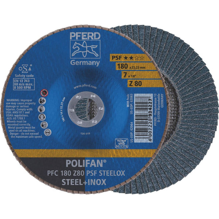 PFERD FLAP DISC 180MM 80G ZIRC 67768185