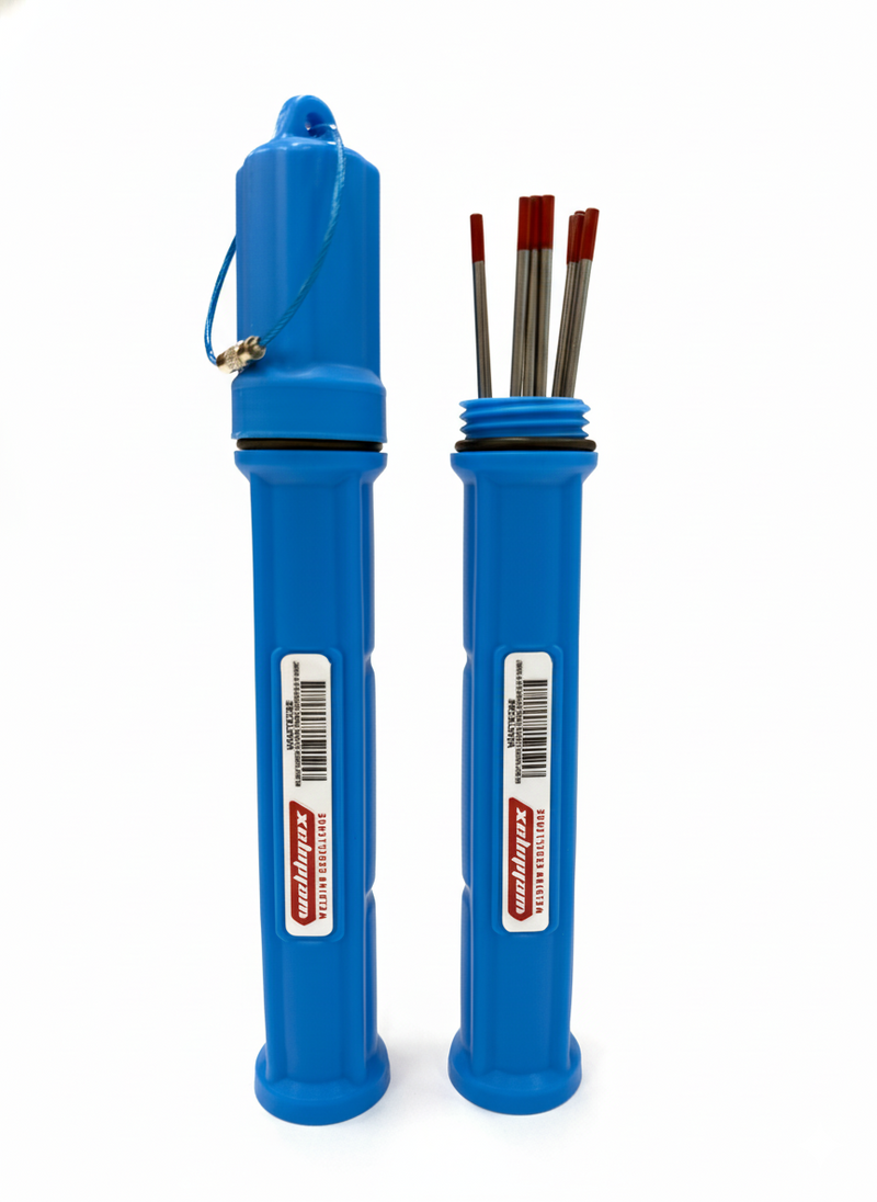 WELDMAX TUNGSTEN ELECTRODE STORAGE CONTAINER BLUE W/ MAGNET - QWS - Welding Supply Solutions