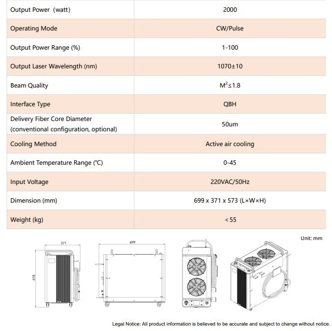 WELDMAX LASER CLEANER SYSTEM CW 2.0KW / 2000W - 240V - QWS - Welding Supply Solutions