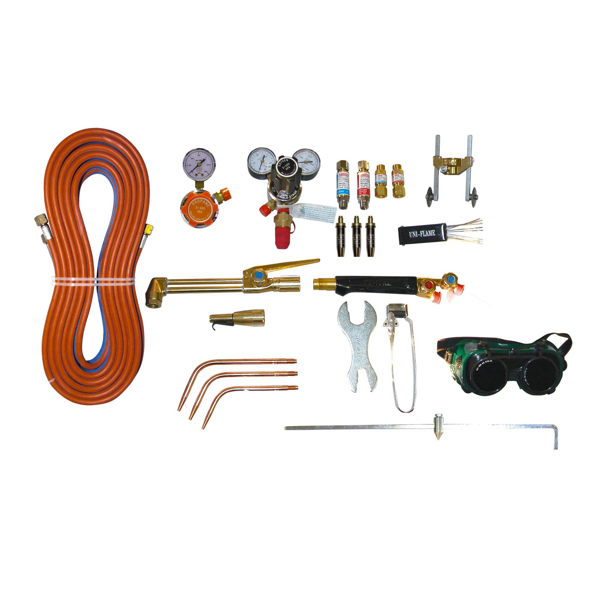 OXY/LPG CUTTING KIT WITH FB ARRESTORS, GUIDES & REGULATORS - QWS - Welding Supply Solutions