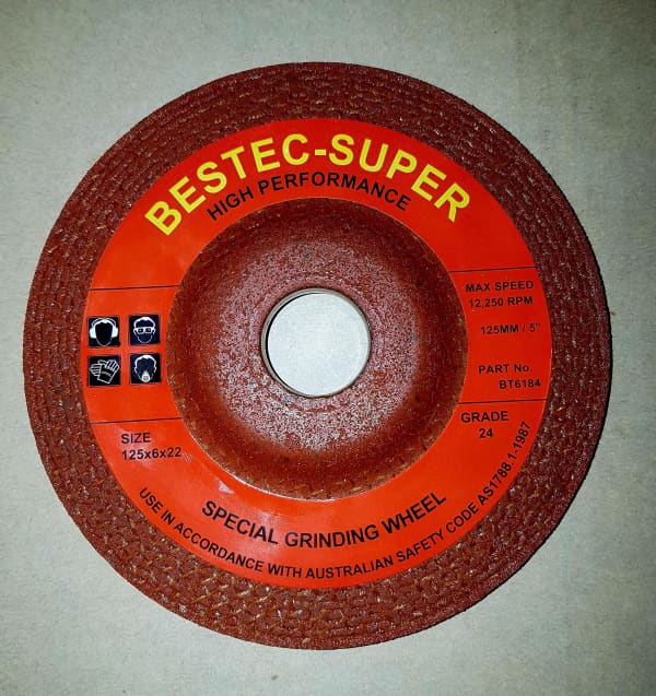 BESTEC CERAMIC GRINDING WHEELS 125MM X 6MM X 22MM ORANGE - QWS - Welding Supply Solutions
