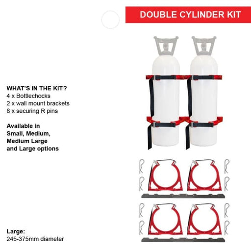 BOTTLECHOCK SINGLE STAINLESS 2 LARGE CYLINDER BRACKET - QWS - Welding Supply Solutions