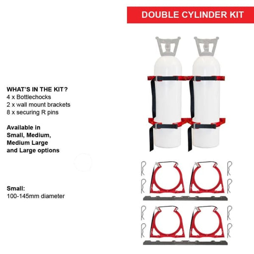 BOTTLECHOCK SINGLE STAINLESS KIT 2 SMALL CYLINDER BRACKET - QWS - Welding Supply Solutions