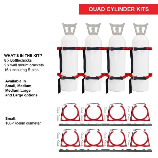 BOTTLECHOCK STAINLESS STEEL KIT 4 SMALL CYLINDER BRACKET - QWS - Welding Supply Solutions