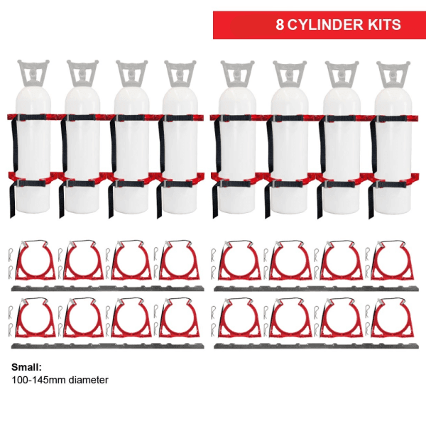 BOTTLECHOCK STAINLESS STEEL KIT 8 SMALL CYLINDER BRACKET - QWS - Welding Supply Solutions