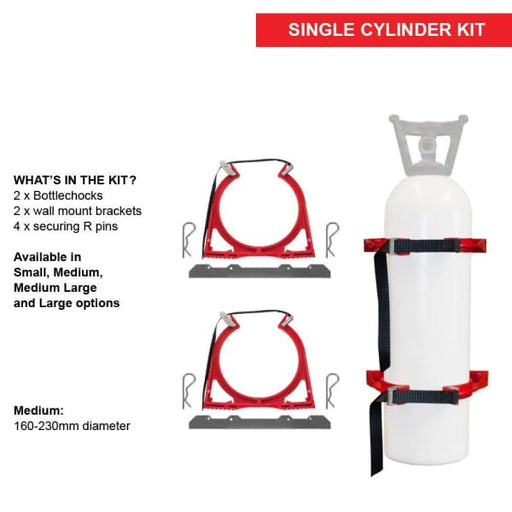 BOTTLECHOCK STAINLESS STEEL MED 1 CYL CYLINDER BRACKET - QWS - Welding Supply Solutions