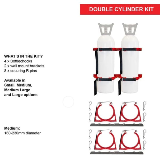 BOTTLECHOCK STAINLESS STEEL MED 2 CYL CYLINDER BRACKET - QWS - Welding Supply Solutions
