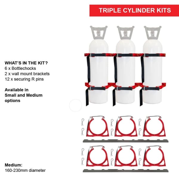BOTTLECHOCK STAINLESS STEEL MED 3 CYL CYLINDER BRACKET - QWS - Welding Supply Solutions