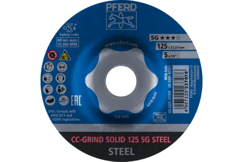 PFERD CC GRIND SOLID DISC 125MM SG STEEL - QWS - Welding Supply Solutions