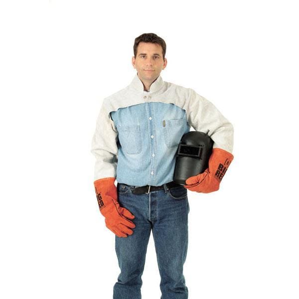 CHROME LEATHER SLEEVES WITH YOKE - QWS - Welding Supply Solutions