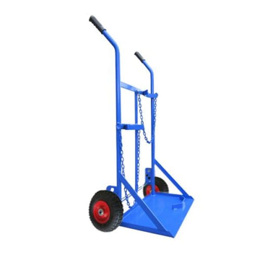 DUAL CYLINDER TROLLEY - G SIZE SOLID RUBBER WHEEL - QWS - Welding Supply Solutions