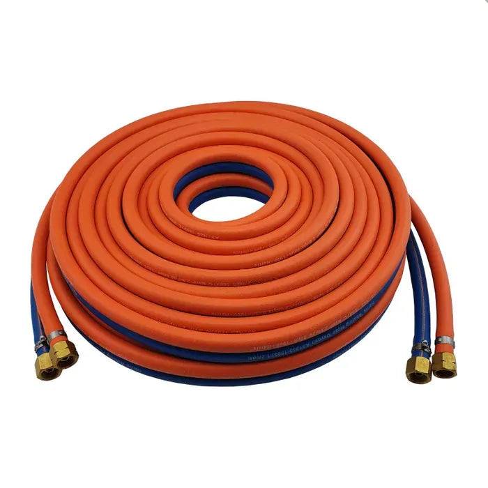 GAS HOSE SET TWIN OXY/LPG 5MM 10MTR WITH FITTINGS 6BOTH10M+F - QWS - Welding Supply Solutions