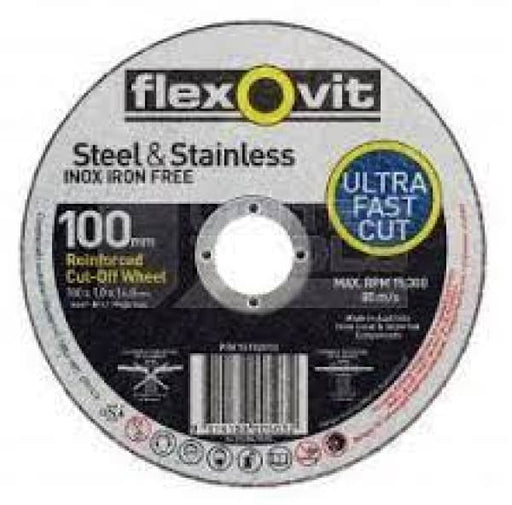 FLEXOVIT CUTTING DISC 100X1.0X16 INOX 15102010 - QWS - Welding Supply Solutions