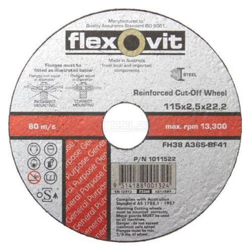 FLEXOVIT CUTTING DISC 115X2.5MM GP FLAT 1011522 - QWS - Welding Supply Solutions
