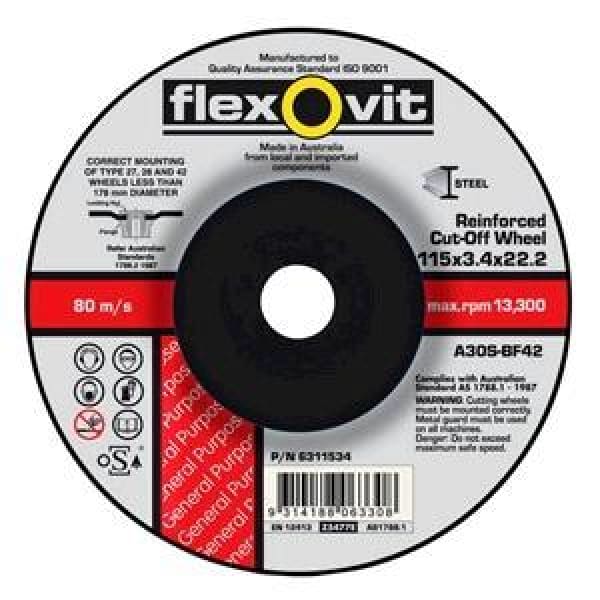 FLEXOVIT CUTTING DISC 115X3.4MM GP D/C 6311534 - QWS - Welding Supply Solutions