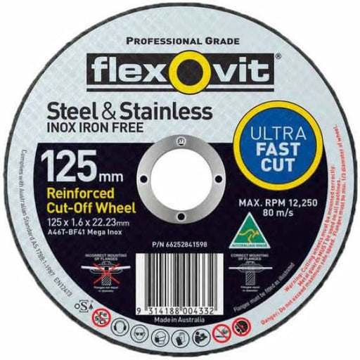 FLEXOVIT CUTTING DISC 125X1.6 INOX 15127016 - QWS - Welding Supply Solutions