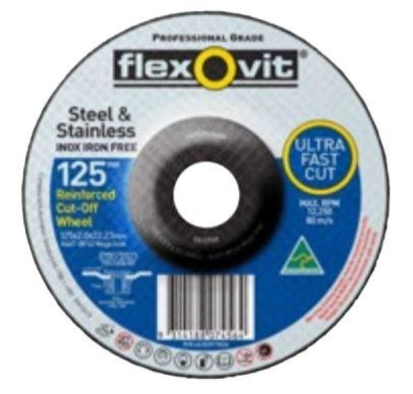FLEXOVIT CUTTING DISC 125X2.0MM INOX DC 7312720 - QWS - Welding Supply Solutions