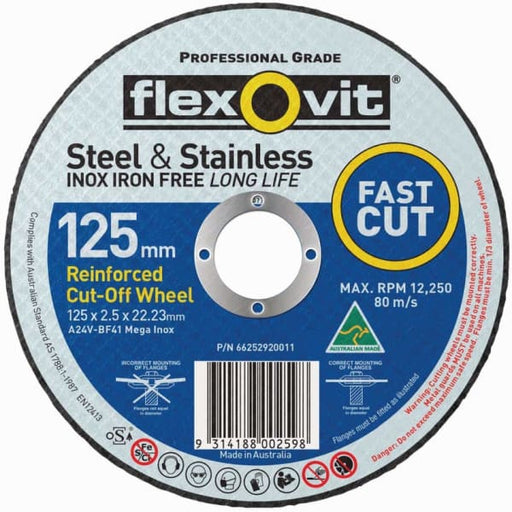 FLEXOVIT CUTTING DISC 125X2.5X22 INOX 1312722 - QWS - Welding Supply Solutions