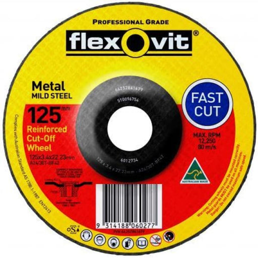 FLEXOVIT CUTTING DISC 125X3.4MM GP D/C 6012734 - QWS - Welding Supply Solutions
