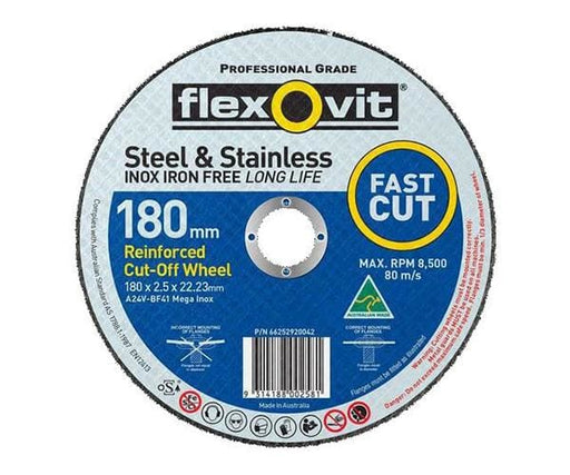 FLEXOVIT CUTTING DISC 180X2.5MM IRON FREE 1817822 - QWS - Welding Supply Solutions