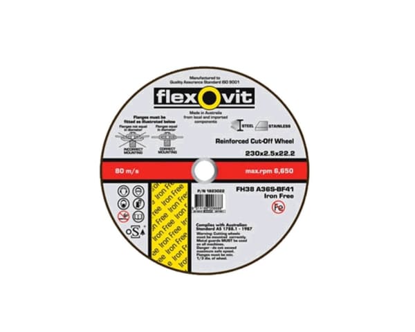 FLEXOVIT CUTTING DISC 230X2.5X22MM INOX 1823022 - QWS - Welding Supply Solutions