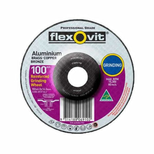 FLEXOVIT GRINDING 100X6.0X16 A30S AL D/C 6910260 - QWS - Welding Supply Solutions