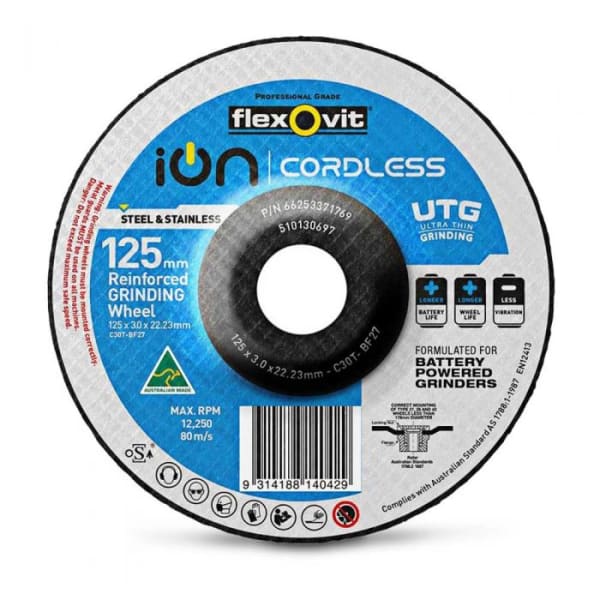FLEXOVIT GRINDING DISC 125X3.0X22.23 INOX DC - QWS - Welding Supply Solutions