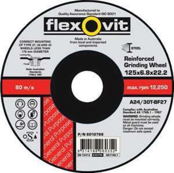 FLEXOVIT GRINDING DISC 125X4.5MM D/C 6012745 - QWS - Welding Supply Solutions
