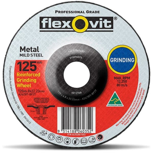 FLEXOVIT GRINDING DISC 125X6.8X22MM GP D/C A24 6012768 - QWS - Welding Supply Solutions