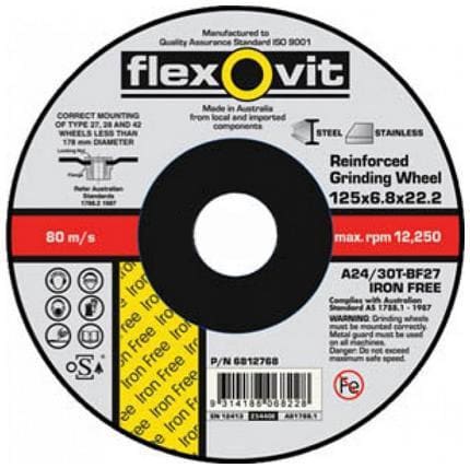 FLEXOVIT GRINDING DISC 125X6.8X22MM INOX 66252841744 6812768 - QWS - Welding Supply Solutions