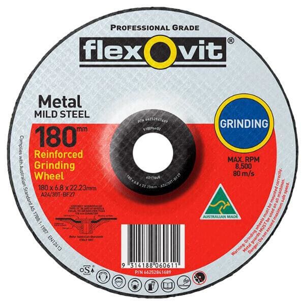 FLEXOVIT GRINDING DISC 180X6.8X22 GP D/C 6017868 - QWS - Welding Supply Solutions