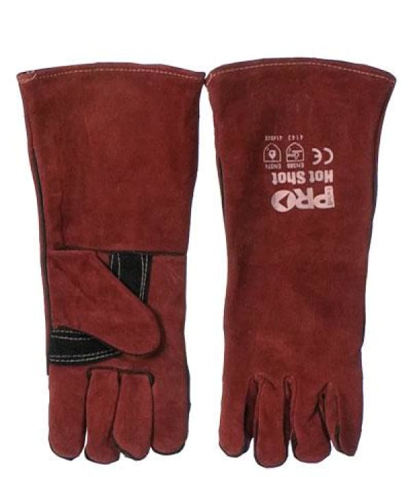 GLOVES WELDING KEVLAR RED LEATHER 16 INCH LONG - QWS - Welding Supply Solutions