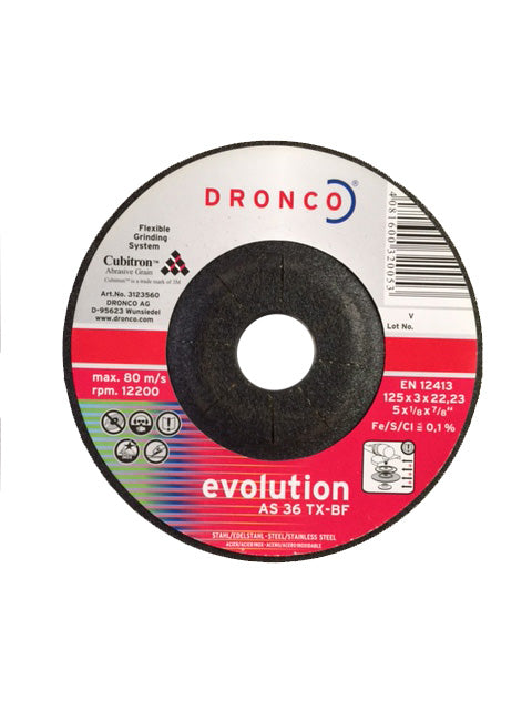 GRINDING DISC DRONCO FLEXI 125MM 36G D/C - QWS - Welding Supply Solutions