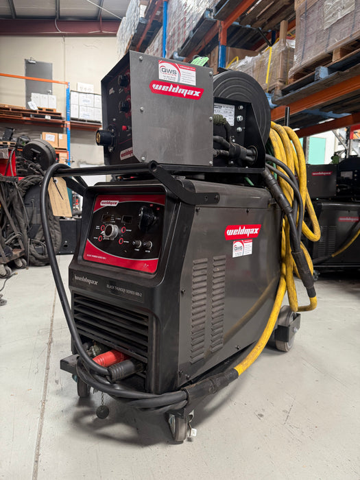 USED WELDMAX 600BT-2 MIG W/ SWF BLACK THUNDER & TROLLEY