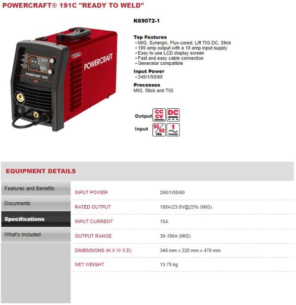 LINCOLN POWERCRAFT 191C MIG - QWS - Welding Supply Solutions