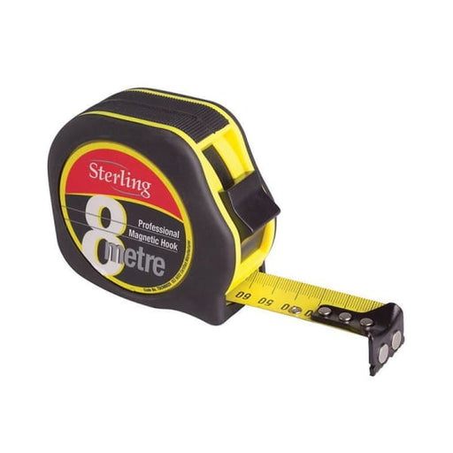 MEASURING TAPE - STERLING 8M X 25MM METRIC MAGNETIC - QWS - Welding Supply Solutions